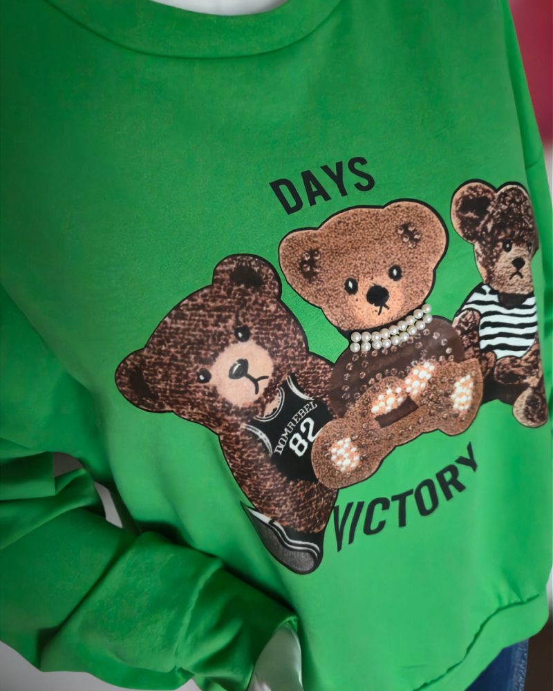 bluza-damska-oversize-misie-zielona-3