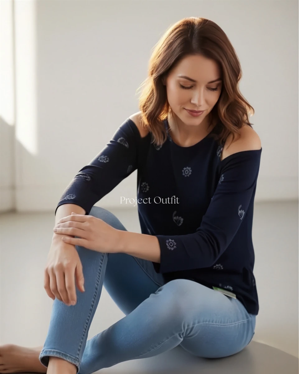 bluzka-damska-cold-shoulder-granatowa-kwiatuszki
