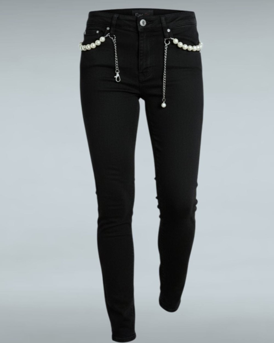 Czarne spodnie uiuj skinny fit -5kg z paskiem w komplecie