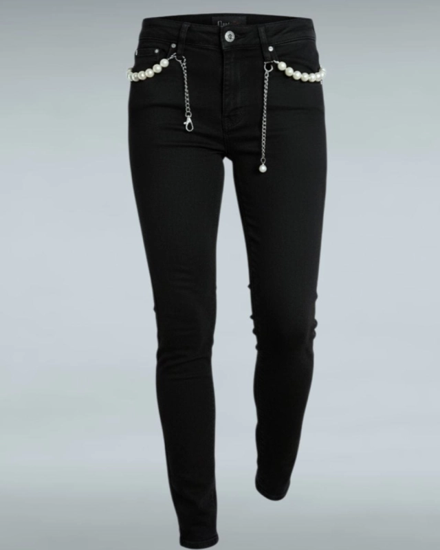 Czarne spodnie uiuj skinny fit -5kg z paskiem w komplecie