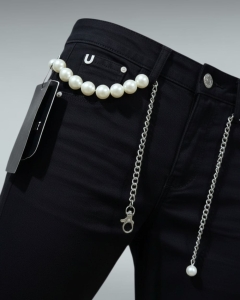 spodnie modelujące uiuj skinny fit z efektem -5kg z paskiem w komplecie