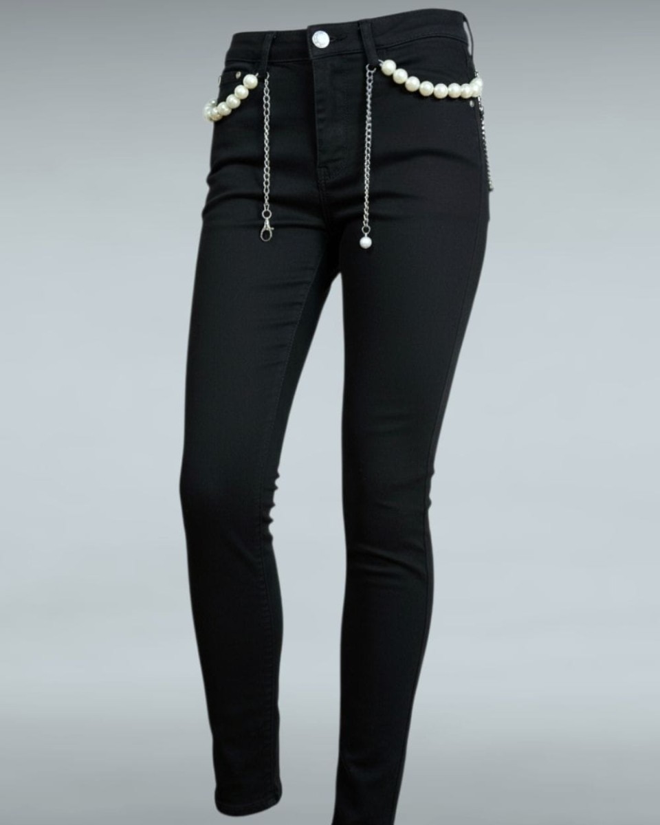 Czarne spodnie uiuj skinny fit -5kg z paskiem